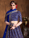 Attractive Blue Sequins Embroidered Raw Silk Wedding Lehenga Choli - Zeel Clothing