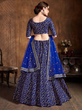 Attractive Blue Sequins Embroidered Raw Silk Wedding Lehenga Choli - Zeel Clothing