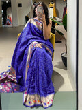 Attractive Blue Zari Weaving Jacquard Silk Wedding Wear Saree - Zeel Clothing