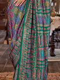 Attractive Bottle Green Digital Printed Silk Traditional Saree With Blouse - Zeel Clothing