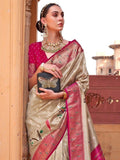 Attractive Dark Beige Paithani Printed Event Wear Silk Saree - Zeel Clothing