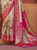 Attractive Dark Beige Paithani Printed Event Wear Silk Saree - Zeel Clothing
