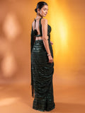 Attractive Dark Green Sequins Georgette Mehendi Wear Saree - Zeel Clothing