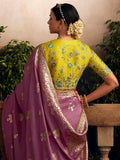 Attractive Dusty Pink Zari Woven Silk Reception Wear Saree With Blouse - Zeel Clothing