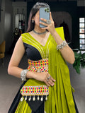 Attractive Green & Black Cotton Navratri Lehenga Choli With Dupatta - Zeel Clothing