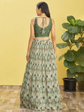 Attractive Green Embroidered Work Chinon Reception Lehenga Choli - Zeel Clothing