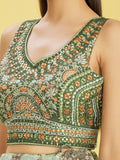 Attractive Green Embroidered Work Chinon Reception Lehenga Choli - Zeel Clothing