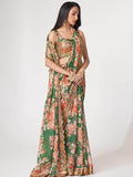 Attractive Green Floral Print Organza Festival Wear Saree With Blouse - Zeel Clothing