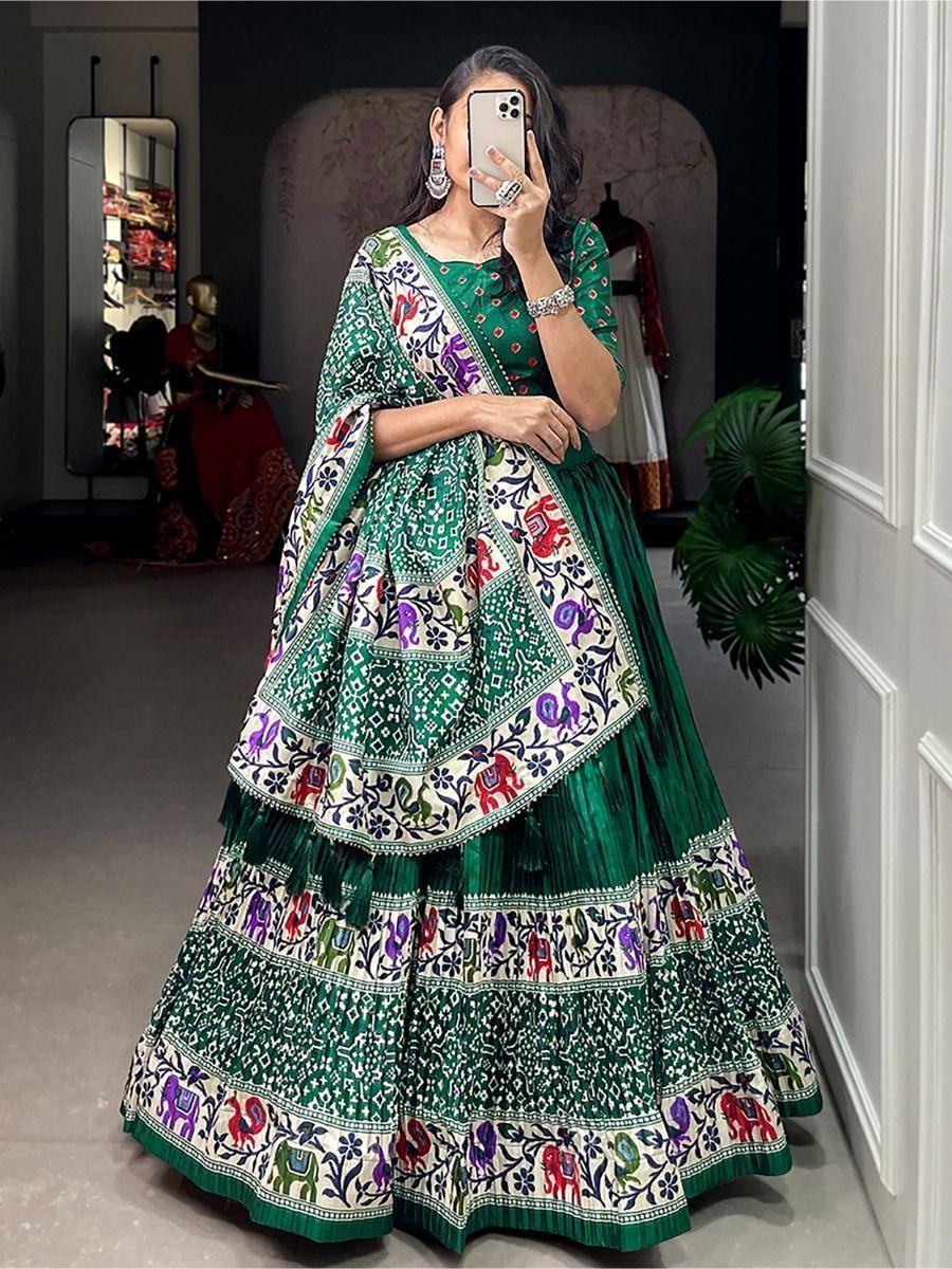 Attractive Green Patola Print Dola Silk Traditional Lehenga Choli