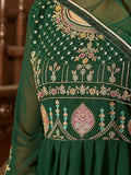 Attractive Green Sequined Georgette Festival Wear Anarkali Suit - Zeel Clothing