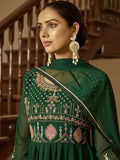 Attractive Green Sequined Georgette Festival Wear Anarkali Suit - Zeel Clothing