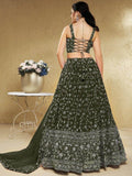 Attractive Green Sequins Georgette Lehenga Choli With Dupatta - Zeel Clothing
