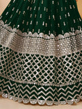 Attractive Green Sequins Georgette Mehendi Wear Lehenga Choli - Zeel Clothing