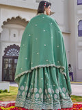 Attractive Green Sequins Silk Wedding Wear Lehenga Choli With Dupatta