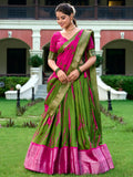 Attractive Green Shibori Printed Silk Event Wear Lehenga Choli - Zeel Clothing