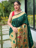 Attractive Green Woven Paithani Silk Classic Saree With Blouse - Zeel Clothing