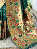 Attractive Green Woven Paithani Silk Classic Saree With Blouse - Zeel Clothing