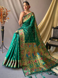 Attractive Green Woven Paithani Silk Wedding Wear Saree With Blouse - Zeel Clothing