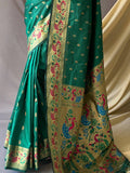 Attractive Green Woven Paithani Silk Wedding Wear Saree With Blouse - Zeel Clothing