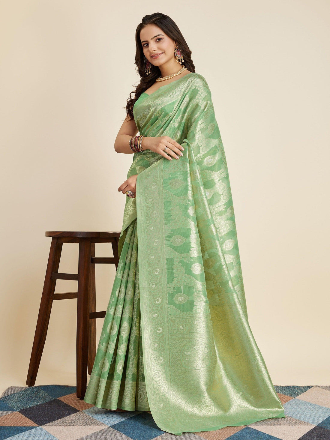 Attractive Green Zari Weaving Banarasi Silk Traditional Saree