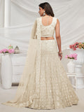 Attractive Ivory Sequins Net Reception Wear Lehenga Choli With Dupatta