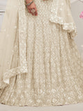 Attractive Ivory Sequins Net Reception Wear Lehenga Choli With Dupatta