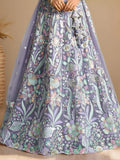 Attractive Lavender Floral Embroidered Net Party Wear Lehenga Choli
