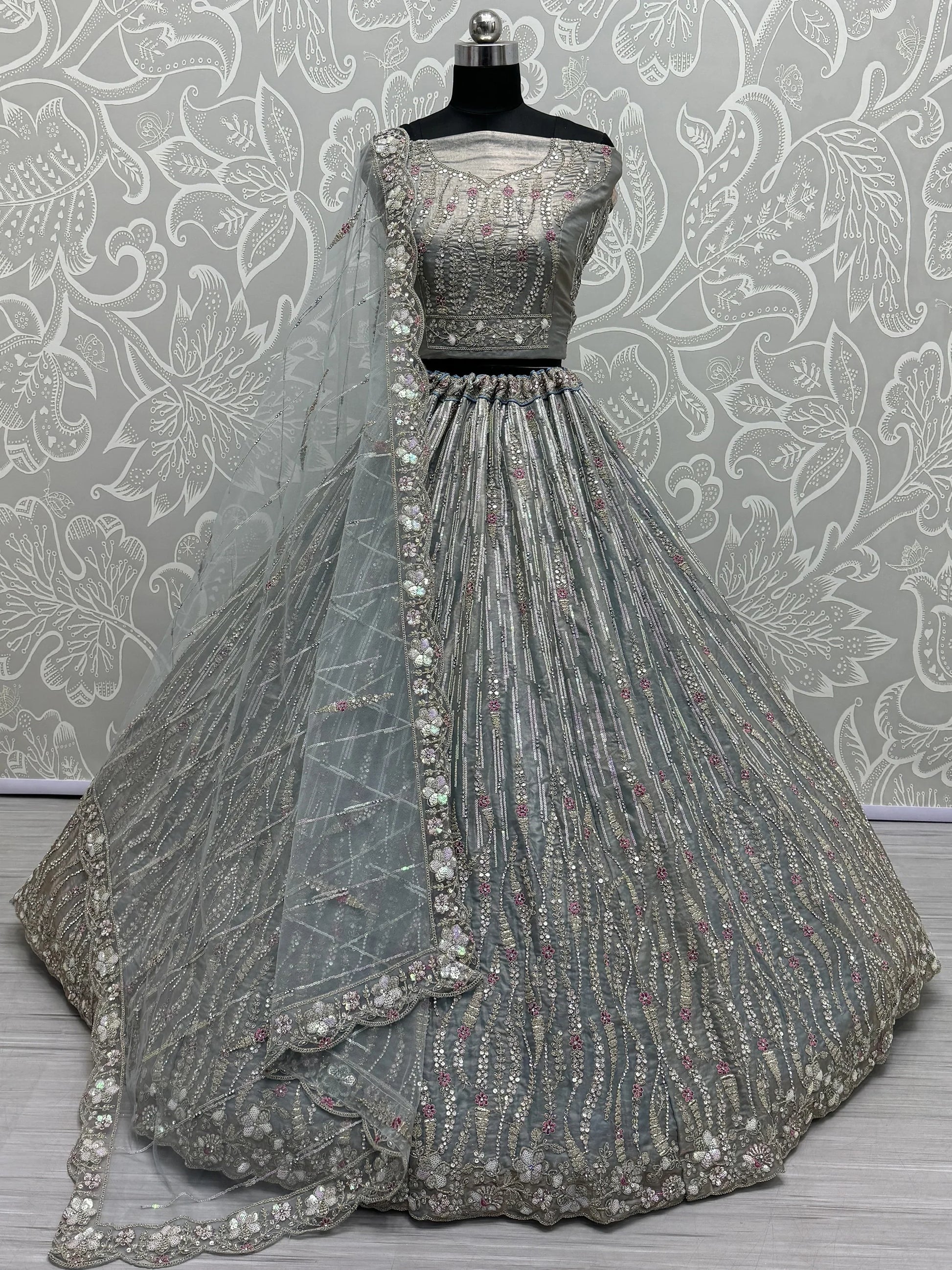Attractive Light Blue Silk Bridesmaid Lehenga Choli With Dupatta - Zeel Clothing