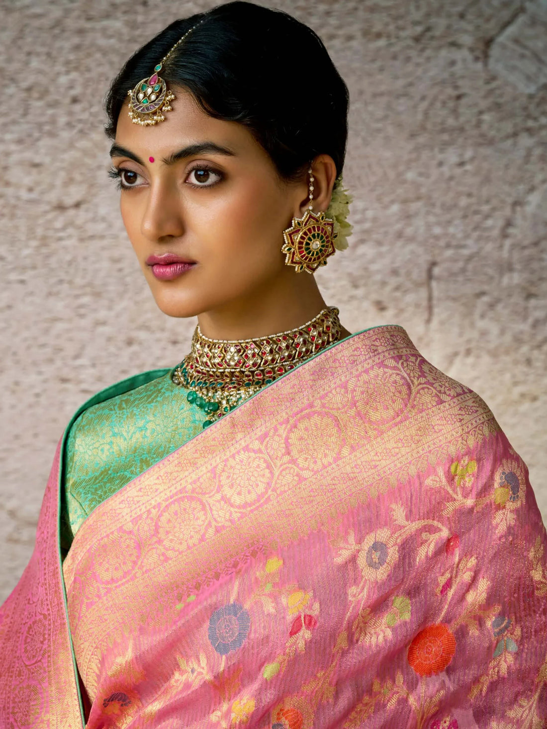 Attractive Light Pink Zari Weaving Silk Festival Wear Saree With Blouse - Zeel Clothing