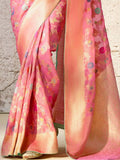 Attractive Light Pink Zari Weaving Silk Festival Wear Saree With Blouse - Zeel Clothing