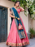 Attractive Light Pink Zari Weaving Silk Lehenga Choli With Dupatta - Zeel Clothing