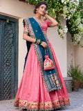 Attractive Light Pink Zari Weaving Silk Lehenga Choli With Dupatta - Zeel Clothing