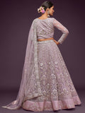 Attractive Lilac Embroidered Soft Net Wedding Wear Lehenga Choli - Zeel Clothing