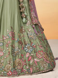 Attractive Lime Green Embroidered Georgette Designer Lehenga Choli - Zeel Clothing