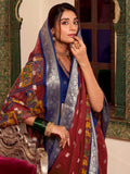 Attractive Maroon Kalamkari Printed Cotton Traditional Saree With Blouse - Zeel Clothing