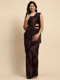 Attractive Maroon Printed Satin Pre-Stitched Saree With Blouse - Zeel Clothing