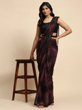 Attractive Maroon Printed Satin Pre-Stitched Saree With Blouse - Zeel Clothing