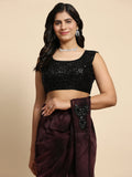 Attractive Maroon Printed Satin Pre-Stitched Saree With Blouse - Zeel Clothing