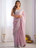 Attractive Mauve Swarovski Work Organza Festival Wear Saree - Zeel Clothing