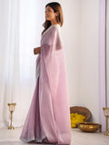 Attractive Mauve Swarovski Work Organza Festival Wear Saree - Zeel Clothing