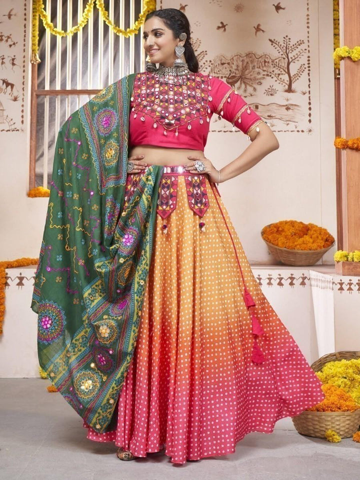 Attractive Multi-Color Bandhani Printed Rayon Festival Lehenga Choli