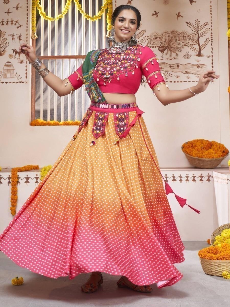 Attractive Multi-Color Bandhani Printed Rayon Festival Lehenga Choli