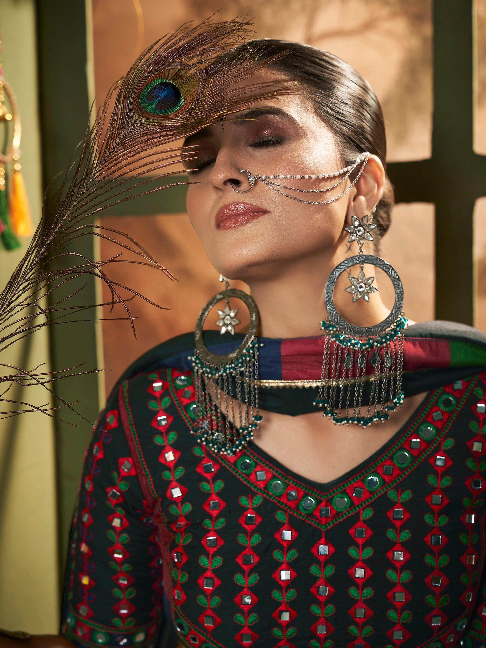 Attractive Multi-Color Cotton Navratri Lehenga Choli With Dupatta - Zeel Clothing