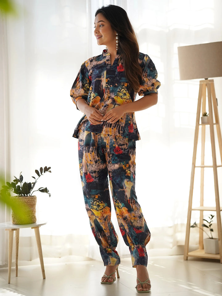 Attractive Multi-Color Digital Printed Rayon Stylish Co-Ord Set