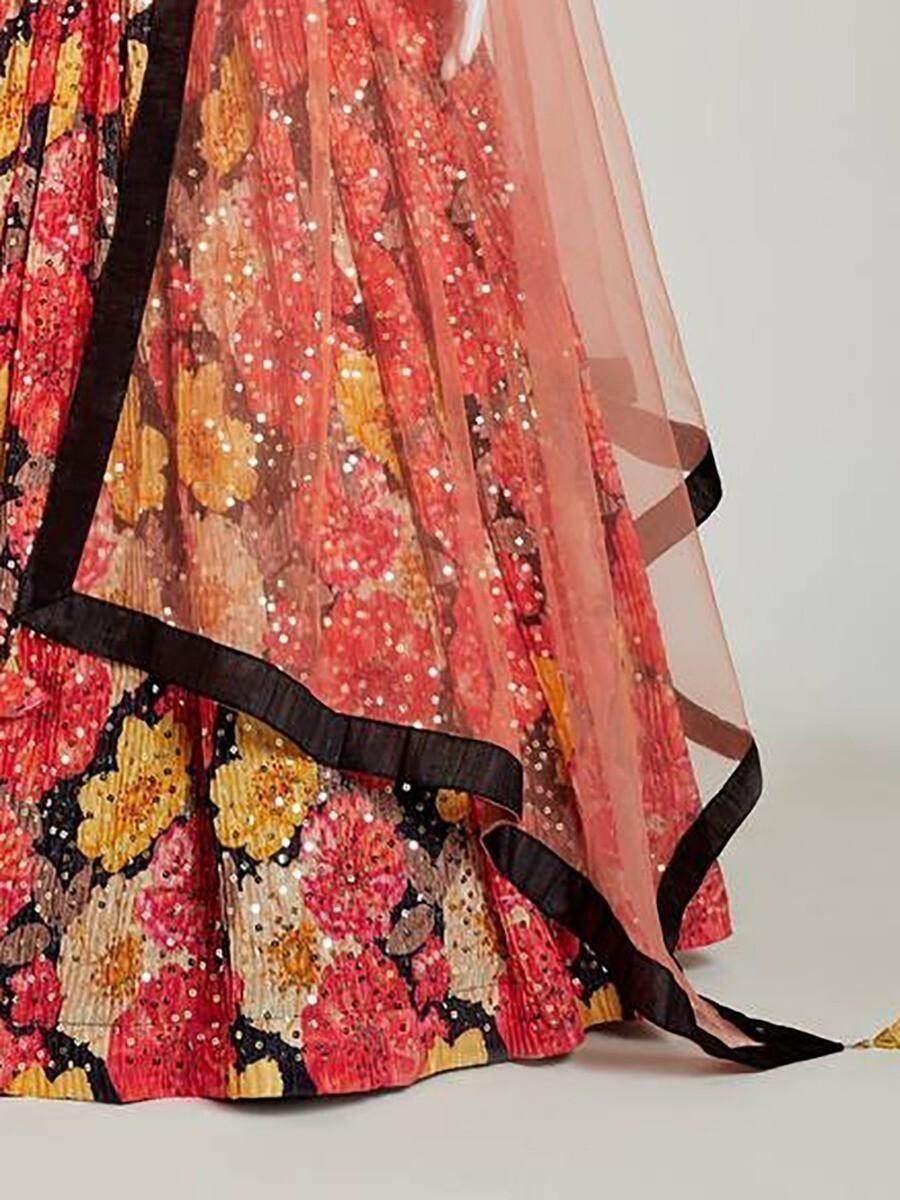 Attractive Multi-Color Floral Print Silk Events Wear Lehenga Choli - Zeel Clothing