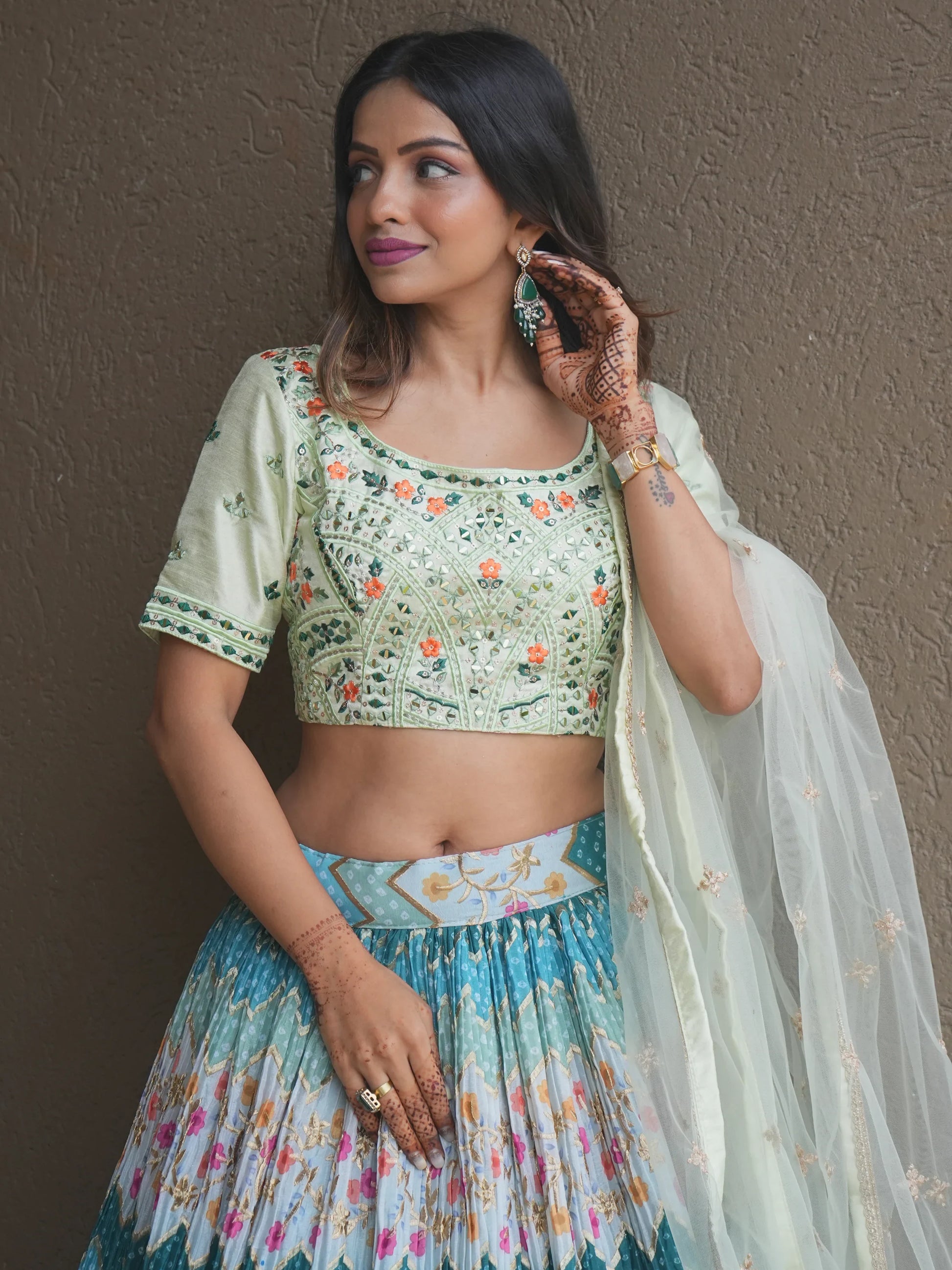 Attractive Multi Color Floral Printed Chinon Festival Wear Lehenga Choli - Zeel Clothing