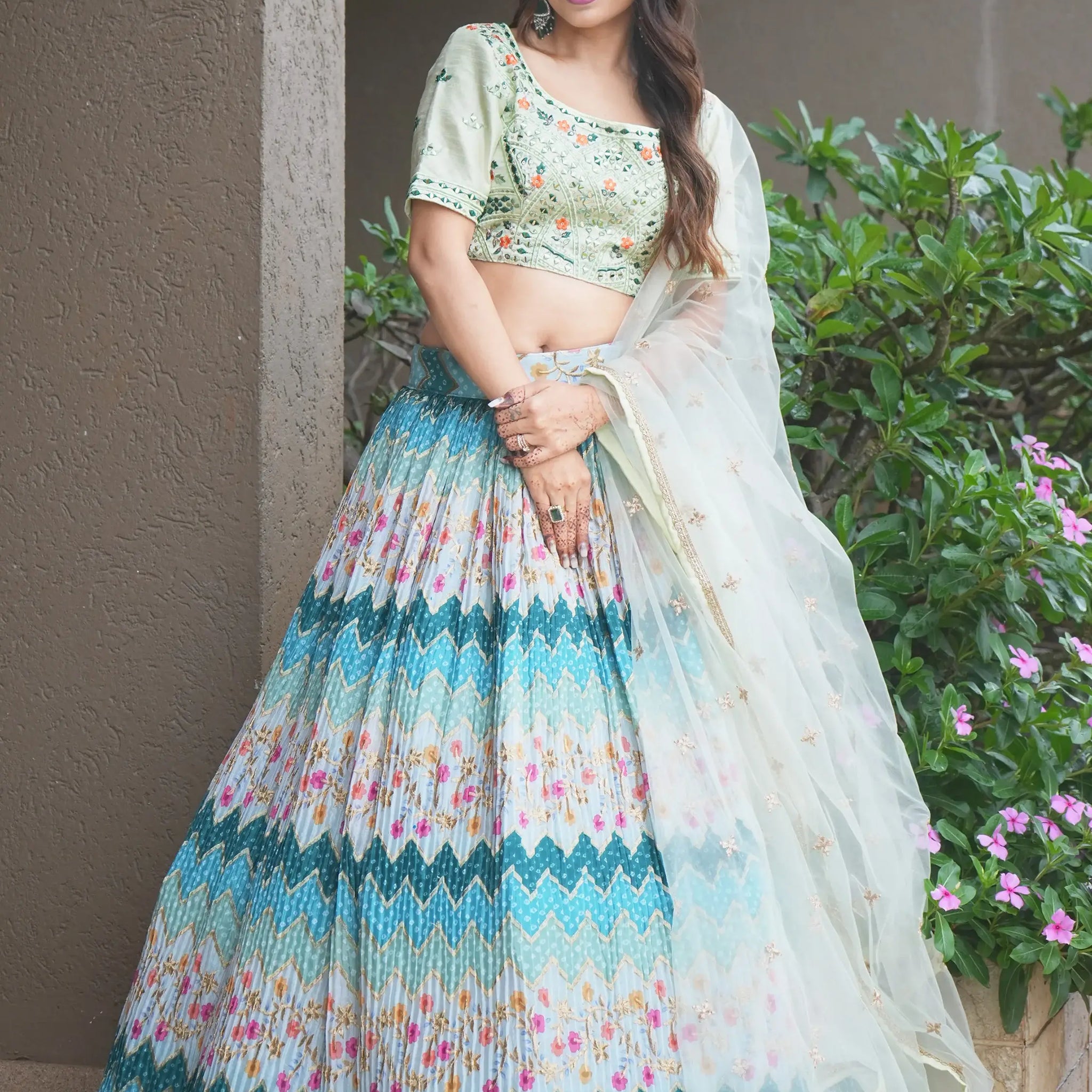 Attractive Multi Color Floral Printed Chinon Festival Wear Lehenga Choli - Zeel Clothing