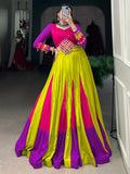 Attractive Multi-Color Mirror Work Rayon Navratri Lehenga Choli - Zeel Clothing