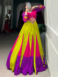 Attractive Multi-Color Mirror Work Rayon Navratri Lehenga Choli - Zeel Clothing