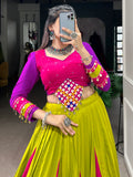 Attractive Multi-Color Mirror Work Rayon Navratri Lehenga Choli - Zeel Clothing